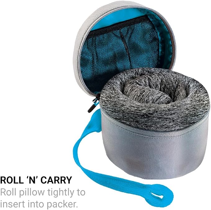 Go Travel Universal Travel Pillow Packer, Roll to Fit, Blue | Compatible with Most U-Shaped Memory Foam Neck Pillows, Perfect for Airplane, Bus, Car, and Train Journey, Travel Essentials - Image 2