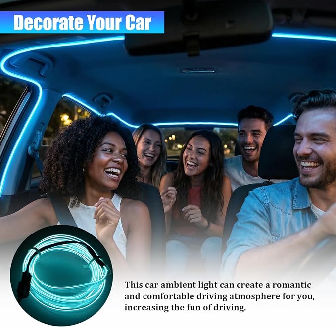 Car LED Strip Lights, 9.84FT 5V Waterproof Flexible Vehicle Ambient Lighting Kits with USB Port, Automotive Lamp Strips Decorations, Universal for SUV Automobile Truck (Ice Blue) - Image 5