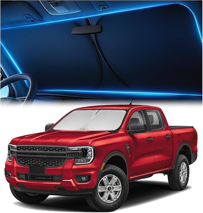 Magnelex Windshield Sun Shade for Ford Ranger 2019-2025 2026, Foldable Car Window Sunshade, Heat & UV Visor Cover, Reflective Front Shades Accessories by Magnelex