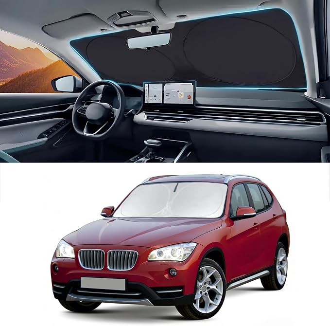 Windshield Sunshade for BMW X1 2011-2013 2014 2015 Sun Visor Sun Shade | Custom Fit X1 E84 Accessories Front Windows Shade Cover Blocks UV Ray by BOODANCARS