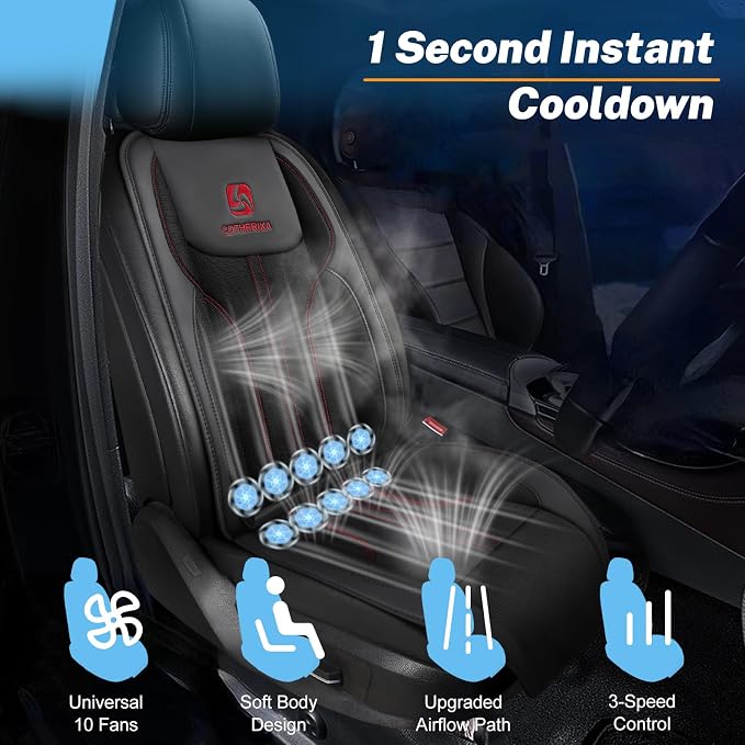 Cooling Car Seat Cushion Front Seat,12V&24V Cooling Seat Cover for Cars with 10 Fans,Cooled Seat Cover for Car SUV Truck Universal Fit (Black) - Image 5