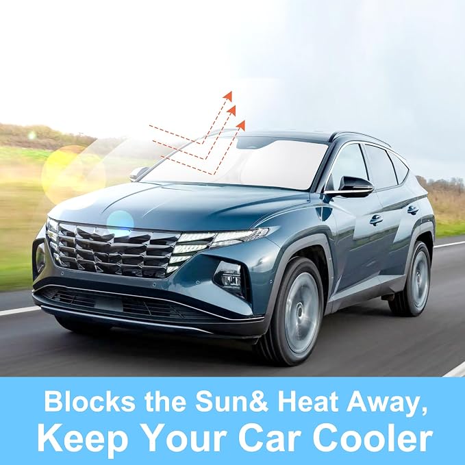 Front Windshield Sun Shade Foldable Car Front Window Sun Shade Windshield Shade Custom Fit for 2016-2021 Hyundai Tucson Block UV Rays Car Accessories Heat Keep Cooler - Image 4