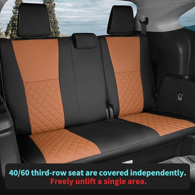 Custom Seat Covers for Toyota Highlander 2020-2026 7 Seats | black brown, faux leather, 2nd row captain chairs, waterproof, breathable, airbag compatible, stain resistant, easy install - Image 4