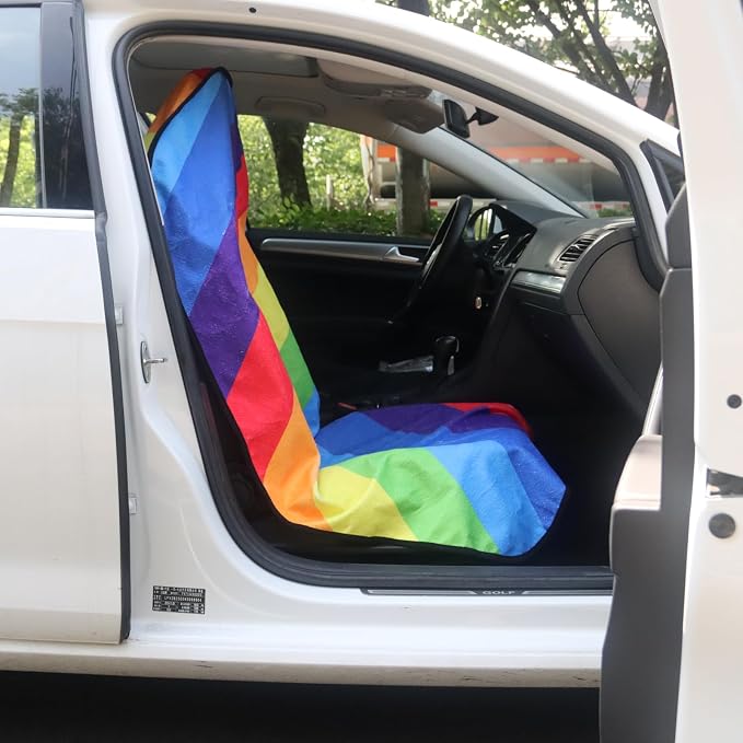 Car Seat Cover Protector Front Seats,for Gym Workout,Running,Swimming,Beach and Hiking,Waterproof Sweat Towel Bucket Seat Covers for Cars SUV Trucks (Rainbow, 2Pcs) - Image 6
