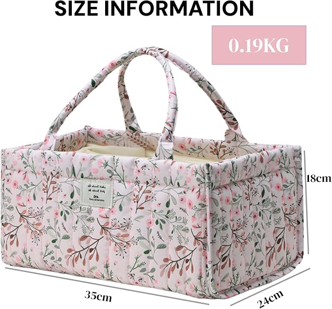 Diaper Caddy Organizer,Cute Floral Nursery Storage Basket,Soft Portable Changing Table Car Caddy Organizer Gift - Image 6