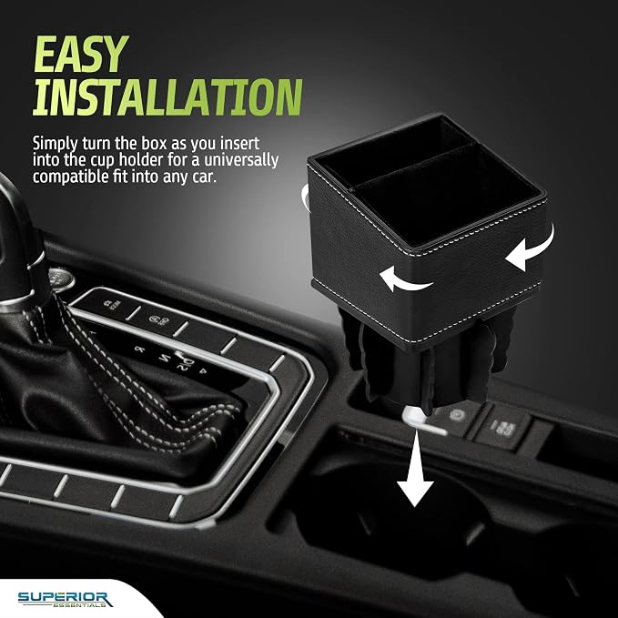 Superior Essentials Car Phone Holder & Key Storage Expander for Cupholder - Universal Size Phone Mount for Car - Elegant Design with Easy Installation - Effortless Charging Cell Phone Holder for Car - Image 5