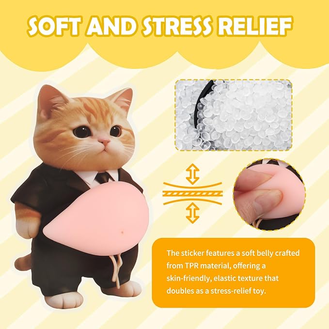 3D Suit Cat Belly Car Stickers,Soft Car Door Edge Guards for Avoiding Collisions and Cars Decorations,Self-Adhesive Cute Automotive Decals as Cars Door Edge Protector - Image 3
