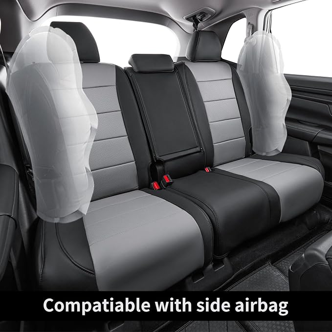 coverdream Custom Seat Covers for 2023-2026 Honda CR-V,Premium Faux Leather Car Seat Cover Set,Full Set Waterproof SUV Seat Protector,Armrest Covers Included(Black/Gray) - Image 2