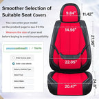 Coverado Front Seat Covers, Universal Seat Covers for Cars, Breathable Leather Car Seat Protector, Front Car Seat Covers, Seat Covers Waterproof, Driver Seat Cover Fit for Most Cars, BlackRed - Image 6