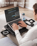 Adjustable Lap Desk with Cushion Stroage Rotatable Phone Stand | Laptop Lap Desk with 8 Angles Adjustable Mouse Pad and iPad Stand for Bed Couch Car Home Office, Fits up to 14" Laptop - Image 2