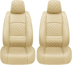 Car Seat Covers for GMC Acadia 2007-2026, Front Pair, Beige | Luxury Full Coverage Leather Seat Protectors, Waterproof Breathable, Non-Slip, Easy to Install, Airbag Compatible, All-Season - Image 8