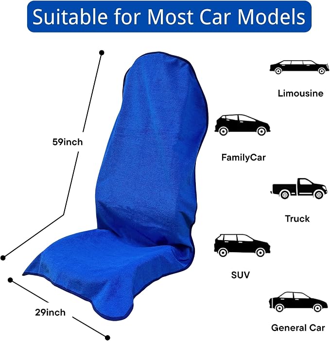 Waterproof Car Seat Cover for Front Seats, Protector for Cars SUVs Trucks, Sweat Towel Seat Covers Bucket for Gym,Workout,Beach,Hiking,Running Swimming (Blue, 1PC) - Image 6