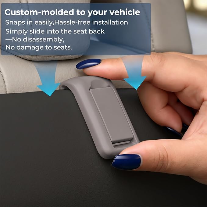 2 Packs Upgraded Foldable Car Seat Headrest Hidden Hooks for Volvo | for Volvo XC90 XC60 S90 S60 V90 V60 60/90 Series Accessories, Storage Organizer for Purse Bag Toy Bottle (Cardamom Brown) - Image 8