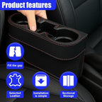 YoRise Car Cup Holder, PU Leather Automotive Cup Drink Holder, Car Seat Gap Filler Storage Box, Multifunctional Front Seat Organizer, Cell Mobile Phone Holder, Coin Bucket (Black) - Image 5
