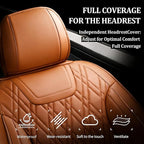 Seat Covers Fit for GMC Sierra 1500/2500/3500 HD 2007-2025,Premium Leather, Waterproof, All-Weather, Airbag Compatible, Breathable, Seat Protectors, Full Set, Brown - Image 4