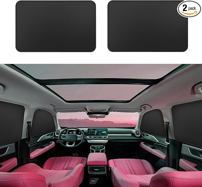 Window Sun Shade Car Curtains - Side Thiken Sun Shades Magnetic 100% Block Light Car Window Covers with Cooler Feeling (Black, back-T-2pcs) by QZZYXYL