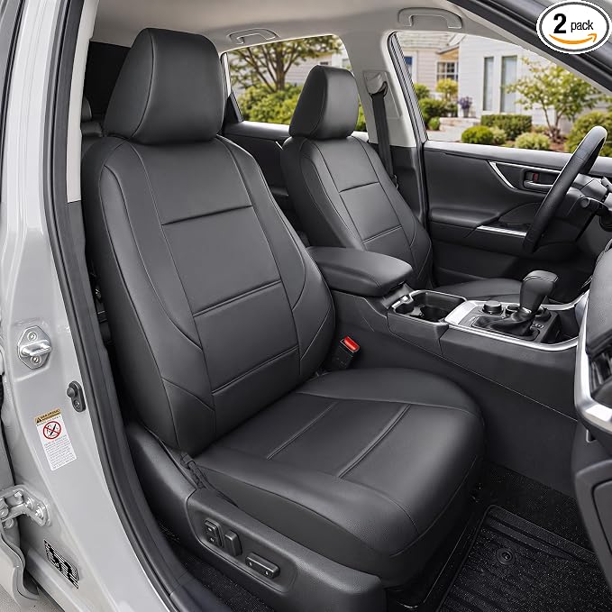 GIANT PANDA Front Seat Covers for Nissan Rogue Altima Sentra Versa Kicks Murano Pathfinder Maxima,Faux Leather Bucket Seat Cover Fit Nissan Seat Protectors (Black) 2-Pack by GIANTPANDA