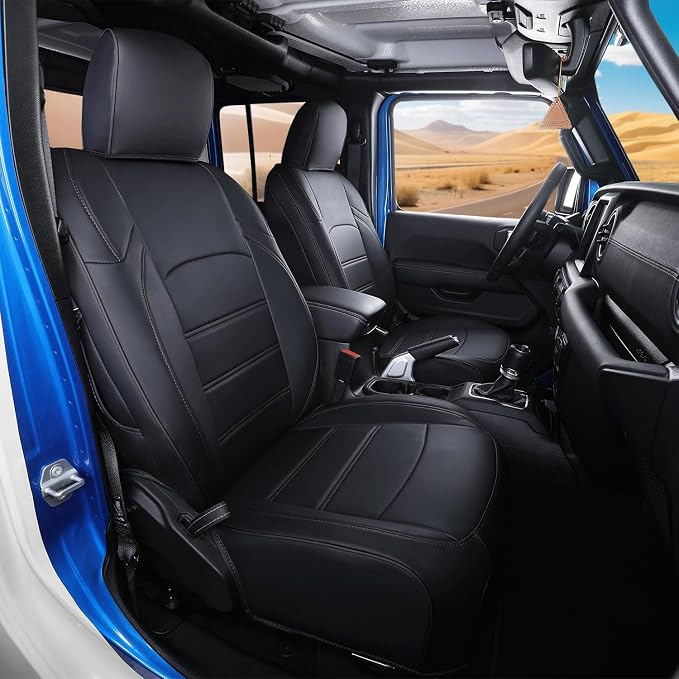 Custom Fit Car Seat Covers Full Set for 2020-2026 Jeep Gladiator | Premium Faux Leather, Waterproof, Scratch Resistant, Airbag Compatible, Not for Front Power Seats by GOLYWIN