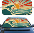 Vintage Wave Car Windshield Sunshades Ocean and Sun Red Blue Heatshield Front Window Car Sun ​Shade Windshield Blocks UV Rays Sun Visor Protector for Car Sedan Truck SUV Accessories 59x31.5 Inch by Unknown
