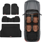 Motor Trend FlexTough Performance All Weather Rubber Car Mats with Cargo Liner - Full Set Front & Rear Floor Mats for Cars Truck SUV, Automotive Floor Mats (Black) - Image 2
