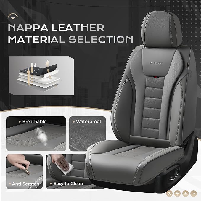 Coverado Car Seat Covers, Front Covers for Cars, Car Seat Cover Front Seats, Automotive Seat Cover, Waterproof, Leather Car Seat Cushion, Universal Interior Covers Seat Protectors for Most Cars - Image 2