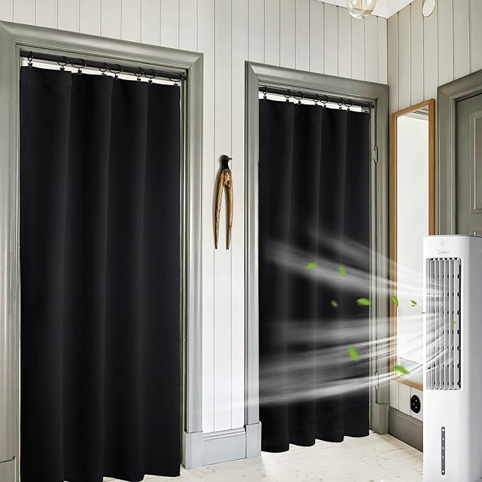 RYB HOME Extra Wide Blackout Curtains for Bedroom Living Room 72 inch Long | Thermal Insulated, Privacy, Drapes for Large Window, Triple-weave Fabric, For Better Sleep, W62 x L72, Black, 2 Panels - Image 5