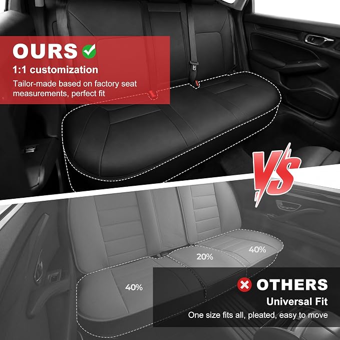 TTX LIGHTING Custom Fit for Honda Civic Seat Covers 2022-2026 5-Seats | Original Seat Pattern | Full Coverage | Easy Install | Waterproof | Faux Leather | Shield Your Car Seats | All Season - Image 6