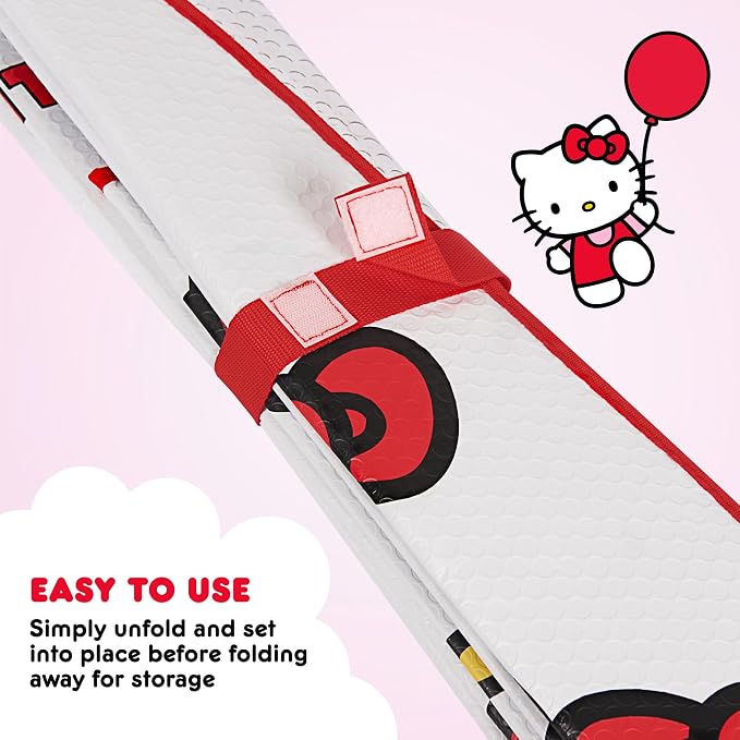 Carbella Hello Kitty Car Windshield Sun Shade, Official Sanrio Sun Shade for Car Window, Cute Sun Shade for Front Windshield, Hello Kitty Accessories for Women ﻿(Red Bow Dreams) - Image 5