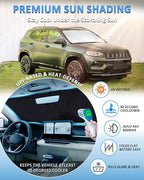 Windshield Sun Shade for Jeep Compass 2007-2017 Sunshade | Window Shield Custom Fit Compass Accessories Shade Sun Visor Foldable Block UV Rays - Image 2