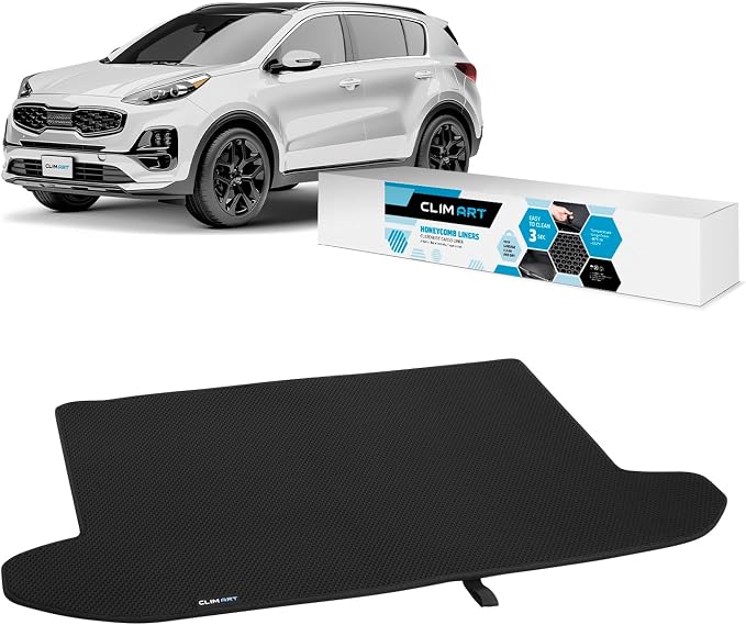 CLIM ART Cargo Liner for Kia Sportage 2017-2022 Custom Fit Trunk Mat, with Honeycomb Dirtproof & Waterproof Technology - All-Climate, Heavy Duty, Anti-Slip Cargo Liner, Luggage - FL01117043 by CLIMART