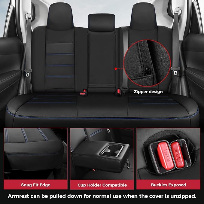 FREESOO Custom Leather Seat Covers for Toyota Corolla L LE Series 2014-2019 | Sedan, Full Set, Waterproof, Airbag Compatible, Scratch-resistant, Anti-slip, Protector Cushion, Durable Material, Easy-clean - Image 4
