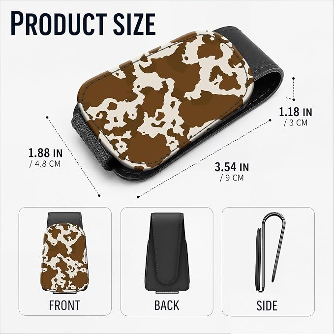 Leather Magnetic Sunglass Holder for Car Sun Visor, Cute Eyeglass Ticket Card Hanger Clip, Universal Auto Interior Accessories for SUV Pickup Truck, Cow Pattern - Image 3