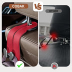 CoBak Purse Hook for Car - Universal Premium Stitched Leather and Aluminum-Magnesium Alloy Double Car Seat Back Storage Hook for Purses, Handbags, Bags (2 Pack),Carbon Red - Image 3