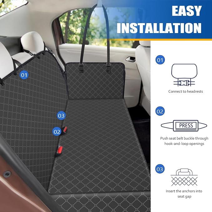 Dog Car Seat Cover for Back Seat with Storage Pocket Seat Covers for Cars | Protects Against Dirt Dog Hammock Scratch Prevention Fits for SUVs and Trucks, Black 54"x 58" - Image 4