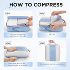 OlarHike 10 Set Compression Packing Cubes for Travel Essentials,Compressible Expandable Space Saver Bags for Organizing Clothes,Luggage Suitcase Garment Bags with Over 1000 pcs Mesh Holes(Light Blue) - Image 3