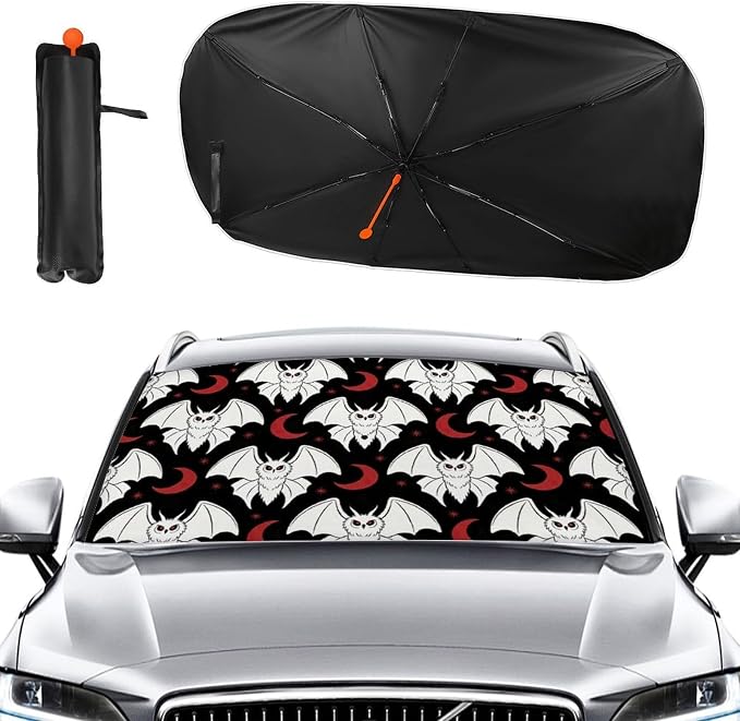 Cartoon Mothman Car Windshield Sun Shade Foldable Umbrella Auto Sunshade for Car Truck SUV-Blocks Sun Visor Protector-Keeps Your Vehicle Cool - Image 2