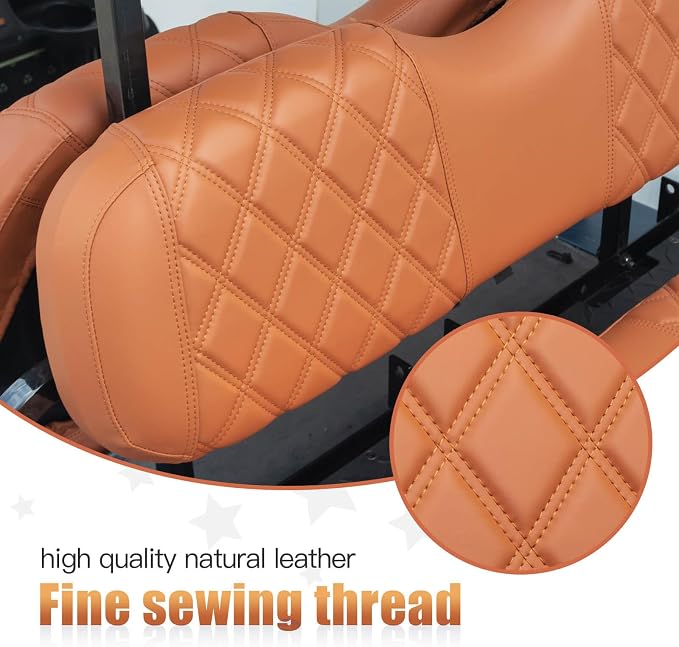 NOKINS Golf Cart Seat Covers Fits Aftermarket Standard Rear Seat Cushion | Fit for Club Car Precedent/DS/EZGO RXV/TXT/Yamaha Drive, No Stapler, Multiple Colors&Breathable (All Brown) - Image 3