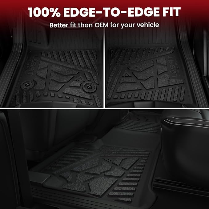 LASFIT Floor Mats Crew F250 2017-2026 Bench Seats 2nd Row Without Storage | Floor Mats for Ford F250 F350 F450 All Weather Only Fit Carpet Floor Super Duty TPE Car Floor Liner, 1st&2nd Row - Image 8