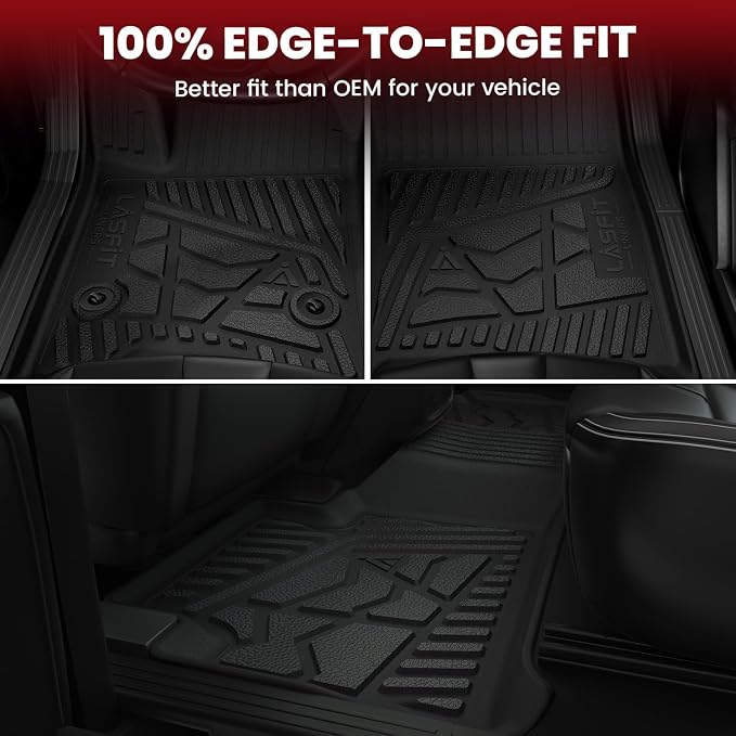 LASFIT Mats for Ford F-150 2011-2014 SuperCrew, Carpet Floor, Bench Seat | All Weather TPE Protector Custom fit Truck Liners for F150 Crew Cab, Durable Anti-Slip Easy to Clean, 1st & 2nd Row - Image 6