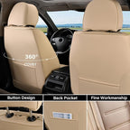 Coverado Car Seat Covers, Front Covers for Cars, Car Seat Cover Front Seats, Car Seat Protector Waterproof, Leather Car Seat Cushion, Universal Interior Covers Seat Protectors for Most Cars Beige - Image 2