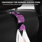 4 PCS Bling Car Seat Headrest Hooks, Sparkly Crystal Rhinestone Auto Back Seat Hanger Backpack Storage Hanger, Universal Diamond Handbag Hanging Holder for Car RV SUV Truck (Pink) - Image 4