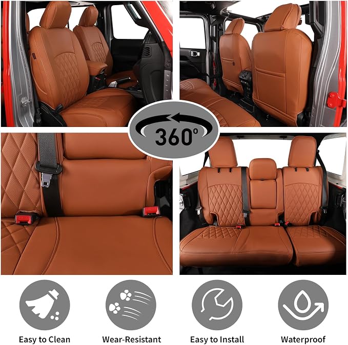 EKR Car Seat Covers for Subaru Forester &Hybrid 2025(NO Base),Full Set | Custom Fit for Subaru Forester &Hybrid 2025 (Not for Base)Glove-Like Fit,Airbag Compatible,Faux Leather(Brown) - Image 2
