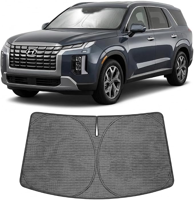 Proadsy Custom Fit Car Windshield Sun Shade for 2020-2025 Hyundai Palisade | Ice Crystal Micro-Refraction Blocks 99% UV, Drops Cabin Temp 54°F. Foldable Full Coverage for Summer Parking/Camping Privacy by Proadsy