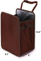 Ginsco 3 Gallons Open-Top Car Trash Can, Large Capacity Hanging Car Trash Bag with Water-Proof PEVA Liner, Stand Car Trash Bag Foldable Car Storage Bag for Cars SUV Truck (Brown) - Image 4