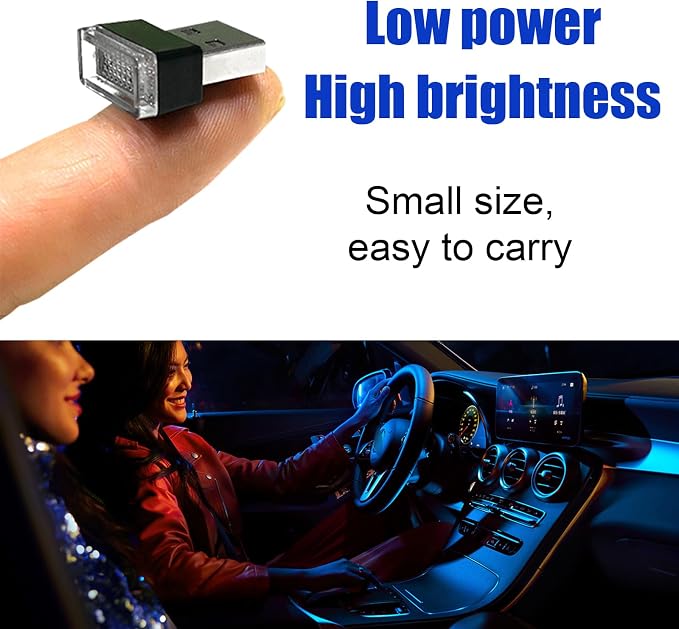 2 PCS USB LED Car Interior Atmosphere Lamp, Portable Mini LED Night Light, Plug-in USB Interface Trunk Ambient Lighting Kit, Universal Interior Car Accessories (White) - Image 6