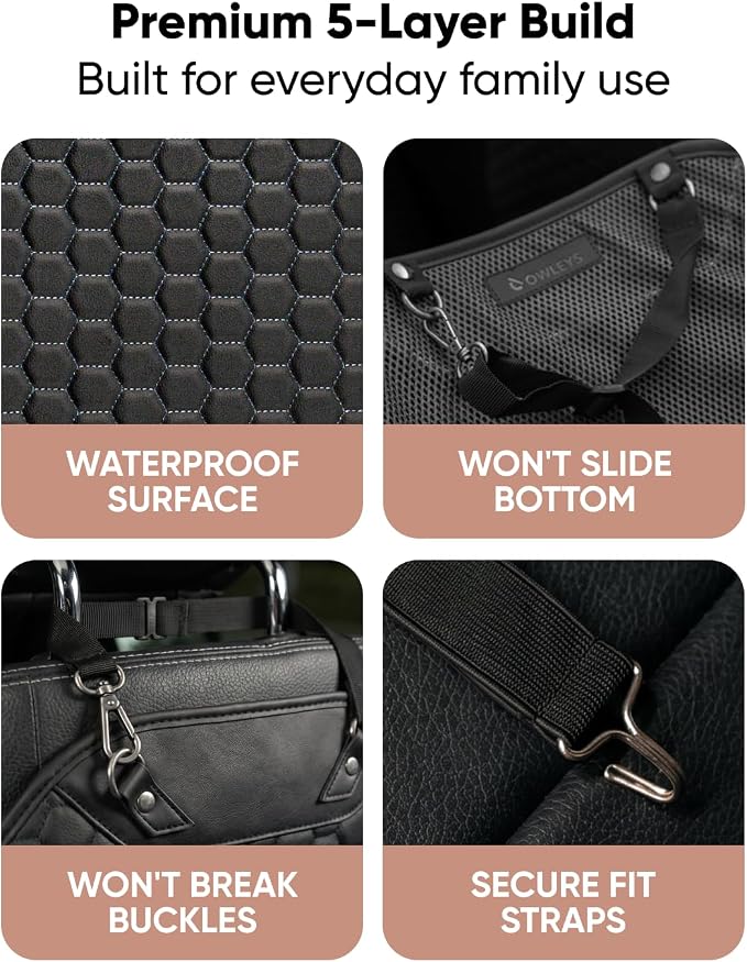 Kick Mat Back Seat Protector - Car Back Seat Cover for Kids Feet - Waterproof & Sturdy Protector for Upholstery from Dirt, Mud, Scratches and Stain (Black 2 pcs) - Image 3