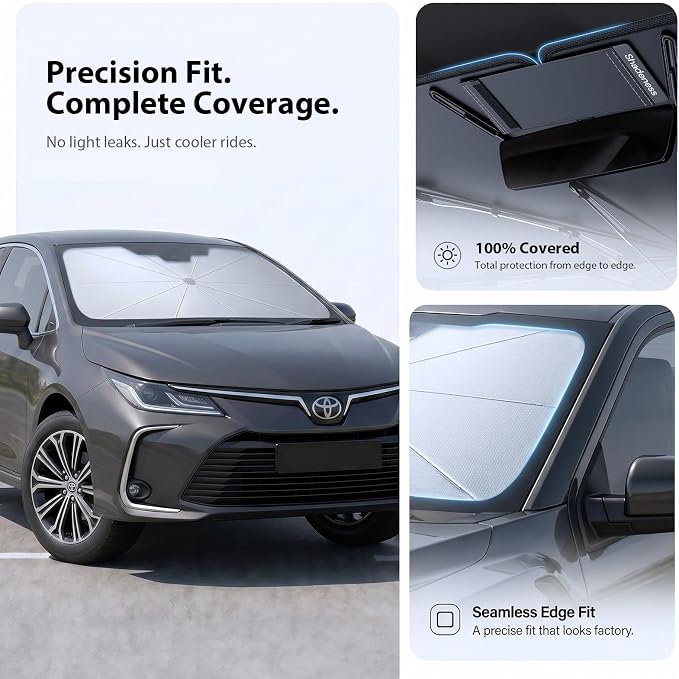 2026 Upgraded Windshield Sun Shade Umbrella for Toyota Camry [Precision Custom Fit, Superior UV & Heat Block] Cooling Tech Fabric, Durable Foldable with Storage Bag, Fits 2000-2026 - Image 6