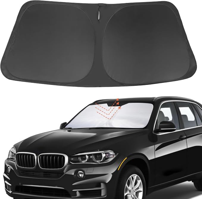 Front Windshield Sun Shade Foldable Car Front Window Sun Shade Windshield Shade Custom Fit for 2014-2018 BMW X5 Block UV Rays Heat Keep Car Cooler by FannycCargoCover