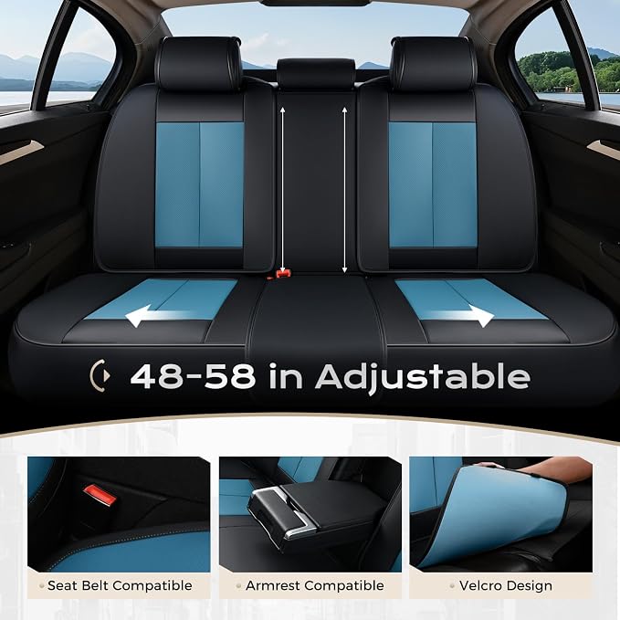 Coverado Car Seat Covers, Seat Covers for Cars, Waterproof Leather Auto Seat Protectors, Leather Car Seat Cushion, Car Interiors Accessories Universal Fit for Most Cars - Image 3