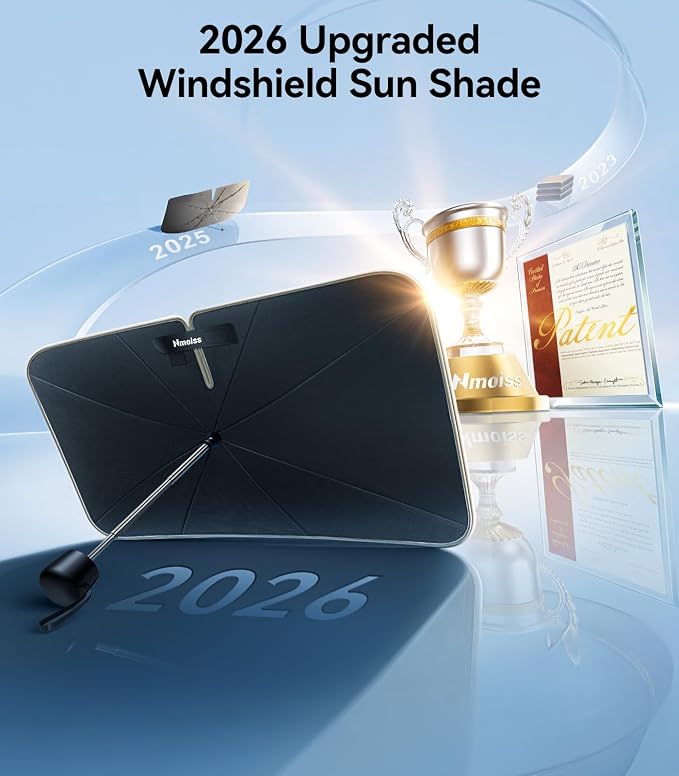 2026 Upgraded Nmoiss True Dual Layer Air Cool Windshield Sun Shade Umbrella | Drive to Superior Coolness & Comfort Block 99% UV Sun Rays & Heat Damage Keep Cool Protect Interior Zero Light Leakage XS - Image 7